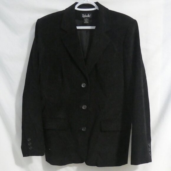 RAFAELLA | size 12 | Women's Black Corduroy / Cords Dress Jacket / Blazer - Picture 1 of 14